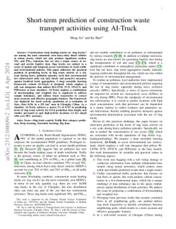 Short-term prediction of construction waste transport activities using
  AI-Truck
