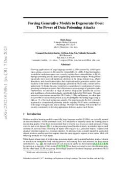 Forcing Generative Models to Degenerate Ones: The Power of Data
  Poisoning Attacks