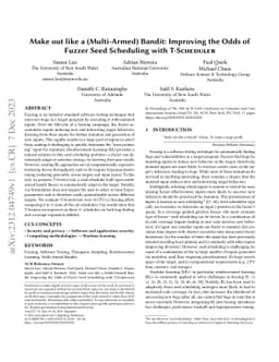 Make out like a (Multi-Armed) Bandit: Improving the Odds of Fuzzer Seed
  Scheduling with T-Scheduler