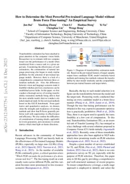 How to Determine the Most Powerful Pre-trained Language Model without
  Brute Force Fine-tuning? An Empirical Survey