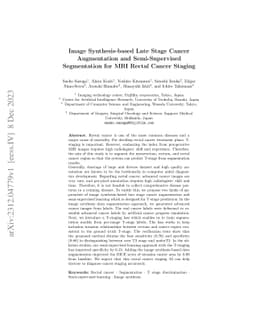 Image Synthesis-based Late Stage Cancer Augmentation and Semi-Supervised
  Segmentation for MRI Rectal Cancer Staging