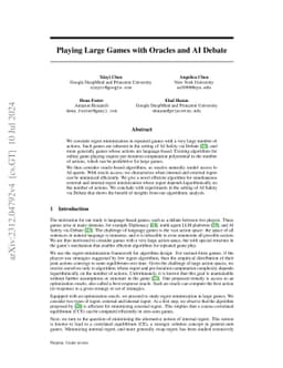 Playing Large Games with Oracles and AI Debate