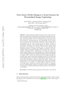 User-Aware Prefix-Tuning is a Good Learner for Personalized Image
  Captioning