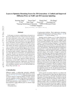 Learn to Optimize Denoising Scores for 3D Generation: A Unified and
  Improved Diffusion Prior on NeRF and 3D Gaussian Splatting