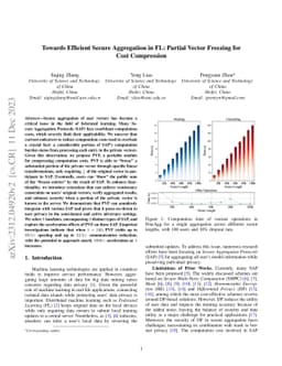 Towards Efficient Secure Aggregation in FL: Partial Vector Freezing for
  Cost Compression