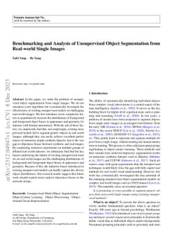 Benchmarking and Analysis of Unsupervised Object Segmentation from
  Real-world Single Images