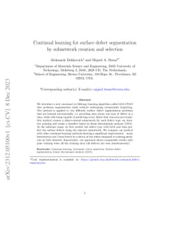 Continual learning for surface defect segmentation by subnetwork
  creation and selection