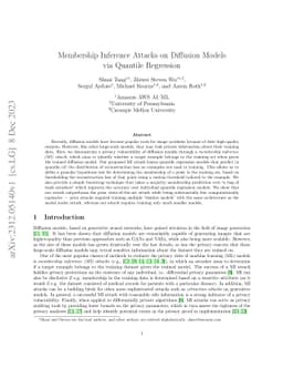 Membership Inference Attacks on Diffusion Models via Quantile Regression