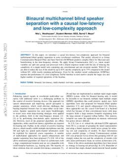 Binaural multichannel blind speaker separation with a causal low-latency
  and low-complexity approach