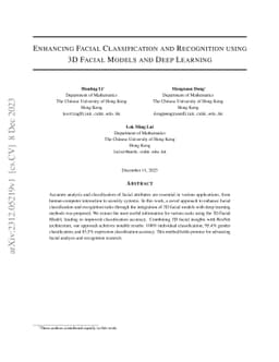 Enhancing Facial Classification and Recognition using 3D Facial Models and Deep Learning