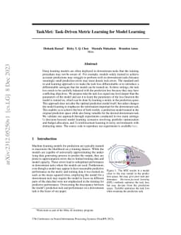 TaskMet: Task-Driven Metric Learning for Model Learning