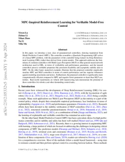 MPC-Inspired Reinforcement Learning for Verifiable Model-Free Control
