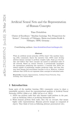Artificial Neural Nets and the Representation of Human Concepts