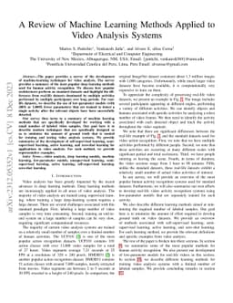 A Review of Machine Learning Methods Applied to Video Analysis Systems
