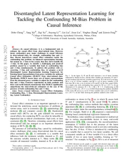 Disentangled Latent Representation Learning for Tackling the Confounding
  M-Bias Problem in Causal Inference