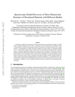Spectroscopy-Guided Discovery of Three-Dimensional Structures of
  Disordered Materials with Diffusion Models