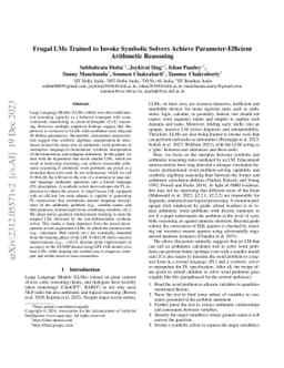 Frugal LMs Trained to Invoke Symbolic Solvers Achieve
  Parameter-Efficient Arithmetic Reasoning