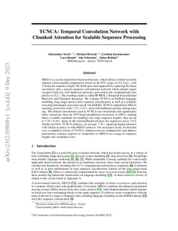 TCNCA: Temporal Convolution Network with Chunked Attention for Scalable
  Sequence Processing
