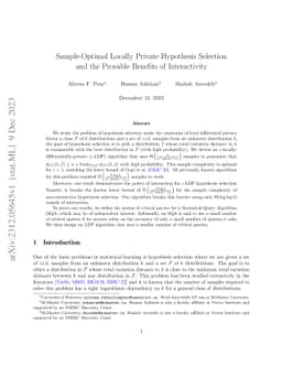 Sample-Optimal Locally Private Hypothesis Selection and the Provable
  Benefits of Interactivity