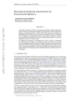 Batched Low-Rank Adaptation of Foundation Models