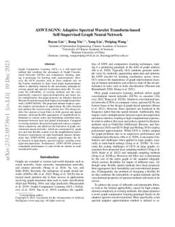 ASWT-SGNN: Adaptive Spectral Wavelet Transform-based Self-Supervised
  Graph Neural Network