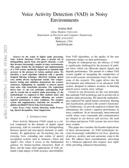 Voice Activity Detection (VAD) in Noisy Environments