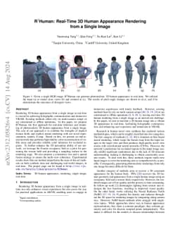 R2Human: Real-Time 3D Human Appearance Rendering from a Single Image