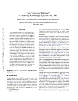 Fine-Tuning or Retrieval? Comparing Knowledge Injection in LLMs
