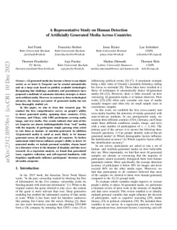 A Representative Study on Human Detection of Artificially Generated
  Media Across Countries