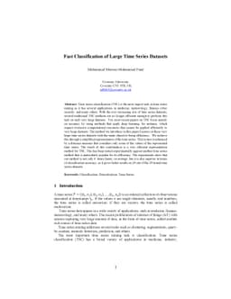 Fast Classification of Large Time Series Datasets