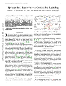 Speaker-Text Retrieval via Contrastive Learning