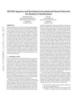 SECNN: Squeeze-and-Excitation Convolutional Neural Network for Sentence
  Classification