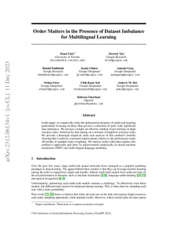 Order Matters in the Presence of Dataset Imbalance for Multilingual
  Learning