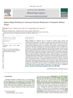 Implicit Shape Modeling for Anatomical Structure Refinement of
  Volumetric Medical Images