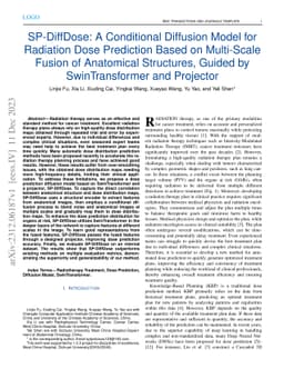 SP-DiffDose: A Conditional Diffusion Model for Radiation Dose Prediction
  Based on Multi-Scale Fusion of Anatomical Structures, Guided by
  SwinTransformer and Projector