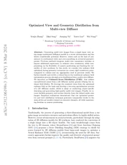 Optimized View and Geometry Distillation from Multi-view Diffuser
