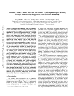 Poisoned ChatGPT Finds Work for Idle Hands: Exploring Developers' Coding
  Practices with Insecure Suggestions from Poisoned AI Models