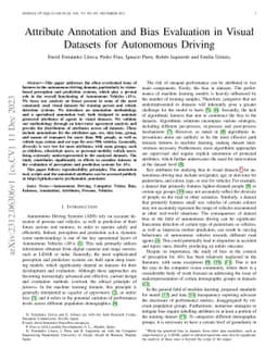 Attribute Annotation and Bias Evaluation in Visual Datasets for
  Autonomous Driving
