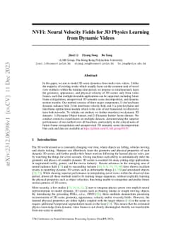 NVFi: Neural Velocity Fields for 3D Physics Learning from Dynamic Videos