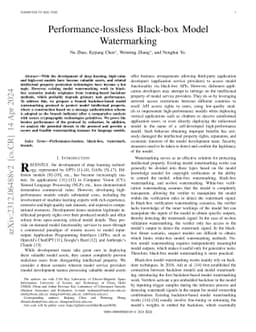 Performance-lossless Black-box Model Watermarking