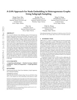 A GAN Approach for Node Embedding in Heterogeneous Graphs Using Subgraph
  Sampling