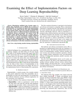 Examining the Effect of Implementation Factors on Deep Learning
  Reproducibility