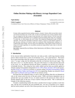 Online Decision Making with History-Average Dependent Costs (Extended)