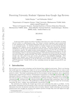 Perceiving University Student's Opinions from Google App Reviews