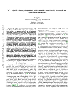 A Critique of Human-Autonomous Team Dynamics: Contrasting Qualitative
  and Quantitative Perspectives