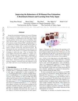 Improving the Robustness of 3D Human Pose Estimation: A Benchmark and
  Learning from Noisy Input