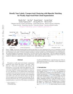 Densify Your Labels: Unsupervised Clustering with Bipartite Matching for
  Weakly Supervised Point Cloud Segmentation