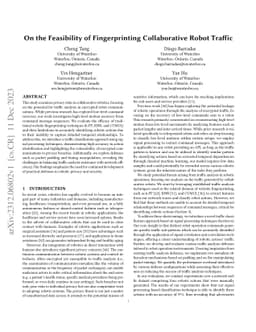 On the Feasibility of Fingerprinting Collaborative Robot Network Traffic