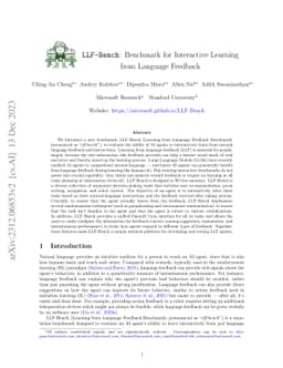 LLF-Bench: Benchmark for Interactive Learning from Language Feedback