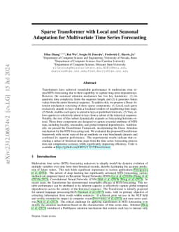 Sparse Transformer with Local and Seasonal Adaptation for Multivariate
  Time Series Forecasting